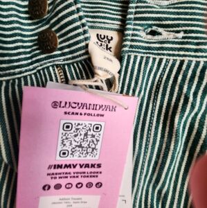 Lucy & Yak Teal Striped Women's High Waisted Trousers